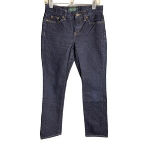 Ralph Lauren petite Classic straight women size 2P jeans in a darker wash.